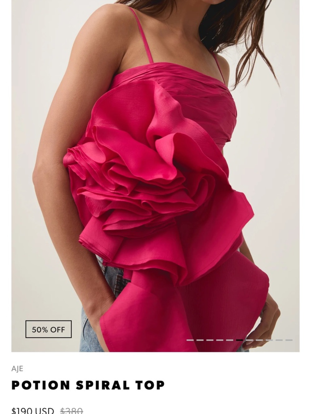 Aje Hot Pink Spiral Ruffle Top